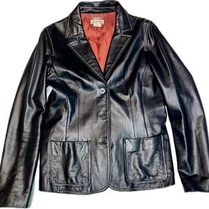 Michael Kors Genuine Leather Blazer Jacket W/white contrast stitching Size 8